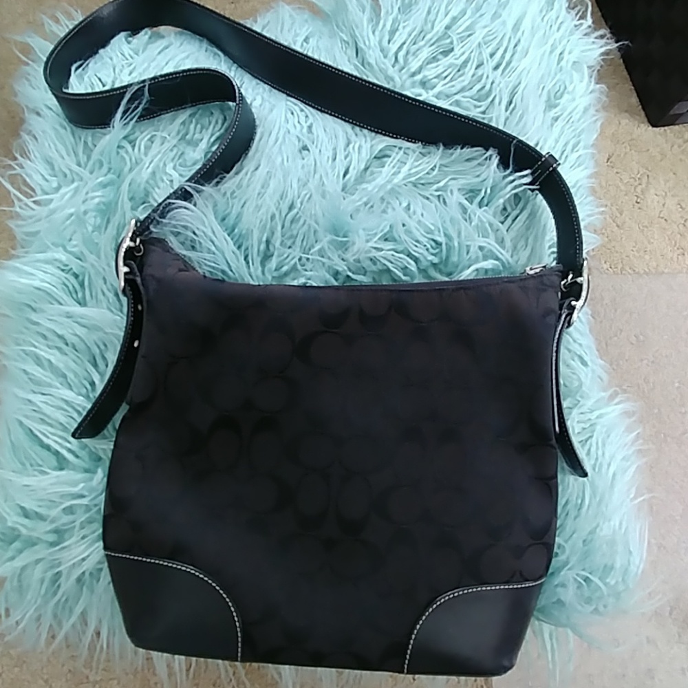 Coach Black Signature Canvas Hobo Bag